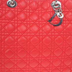 مملوكة مسبقًا Dior Soft Bright Pink Cannage Lady Dior Shopper Tote