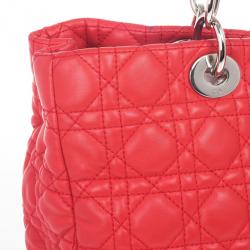 مملوكة مسبقًا Dior Soft Bright Pink Cannage Lady Dior Shopper Tote