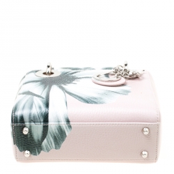 مملوكة مسبقًا Dior Pink Flower Print Leather Mini Lady Dior Tote