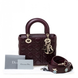 Pre Owned Dior Purple Leather Lucky Badges My Lady Dior Top Handle Bag