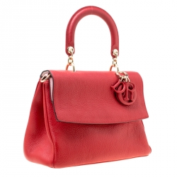 Pre Owned Dior Red Leather Small Be Dior Flap Top Handle Bag
