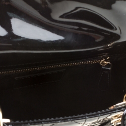Pre Owned Dior Black Patent Leather Mini Chain Lady Dior Top Handle Bag