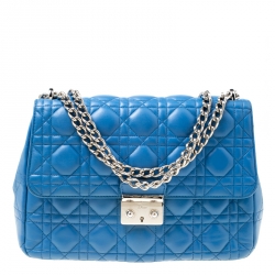 Pre Owned حقيبة كتف ديور ميس ديور جلد كاناج زرقاء