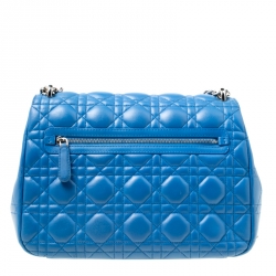 Pre Owned حقيبة كتف ديور ميس ديور جلد كاناج زرقاء