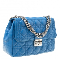 Pre Owned حقيبة كتف ديور ميس ديور جلد كاناج زرقاء