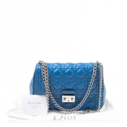 Pre Owned حقيبة كتف ديور ميس ديور جلد كاناج زرقاء