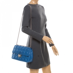 Pre Owned حقيبة كتف ديور ميس ديور جلد كاناج زرقاء