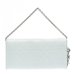 مملوكة مسبقًا حقيبة كلتش ديور ليدي ديور جلد كاناج بيضاء