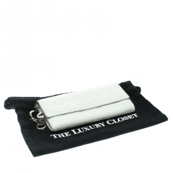 مملوكة مسبقًا حقيبة كلتش ديور ليدي ديور جلد كاناج بيضاء