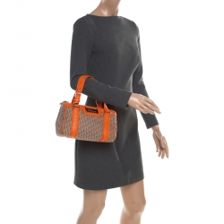 Dior Orange/Beige Diorissimo Canvas Small Boston Bag