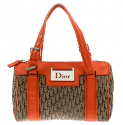 Dior Orange/Beige Diorissimo Canvas Small Boston Bag