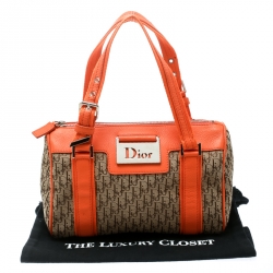 Dior Orange/Beige Diorissimo Canvas Small Boston Bag