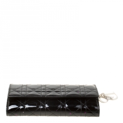 Pre Owned  Dior Black Cannage Patent Leather Lady Dior Clutch