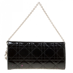 Pre Owned  Dior Black Cannage Patent Leather Lady Dior Clutch