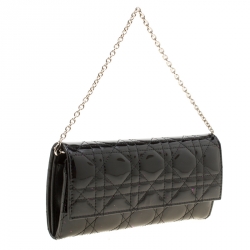 Pre Owned  Dior Black Cannage Patent Leather Lady Dior Clutch