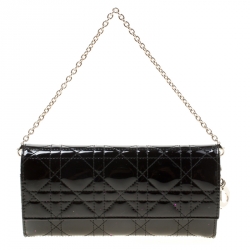 Pre Owned  Dior Black Cannage Patent Leather Lady Dior Clutch