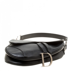 Pre Owned Dior Black Leather Saddle Bag