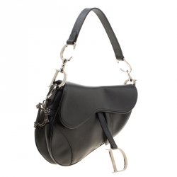Pre Owned Dior Black Leather Saddle Bag
