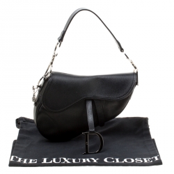 Pre Owned Dior Black Leather Saddle Bag