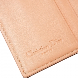 Pre Owned محفظة ديور جلد وكانفاس مقوى بنقوش ديوريسيمو بيج/وردية صغيرة