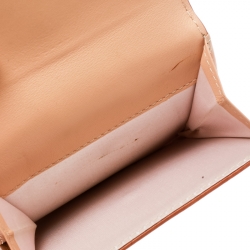 Pre Owned محفظة ديور جلد وكانفاس مقوى بنقوش ديوريسيمو بيج/وردية صغيرة