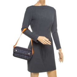 Pre Owned Dior Blue/Orange Diorissimo Canvas Flight Shouder Bag
