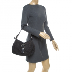 Pre Owned حقيبة هوبو ديور جلد وكانفاس بنقوش ديوريسيمو سوداء