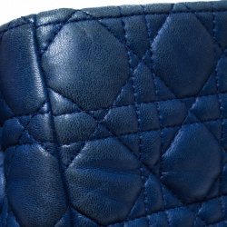 Pre Owned Dior Blue Cannage Soft Leather Large Shopper Tote