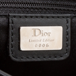 Pre Owned Dior Black Satin Mini Limited Edition Bead Embroidered Feather Saddle Bag