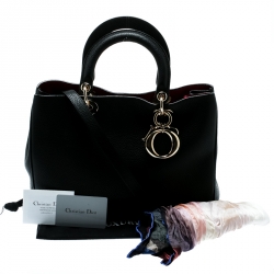Dior Black Leather Medium Diorissimo Top Handle Bag