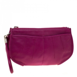 مملوكة مسبقًا حقيبة كلتش ديور بحزام معصم جلد وردية داكنة 61