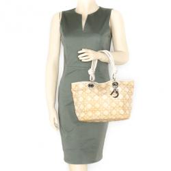 Pre Owned Dior Cream Coated Canvas Cherie Tote Bag