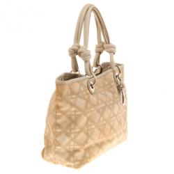 Pre Owned Dior Cream Coated Canvas Cherie Tote Bag