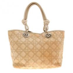 Pre Owned Dior Cream Coated Canvas Cherie Tote Bag