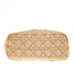Pre Owned Dior Cream Coated Canvas Cherie Tote Bag