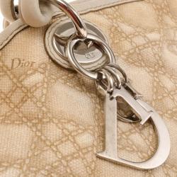 Pre Owned Dior Cream Coated Canvas Cherie Tote Bag