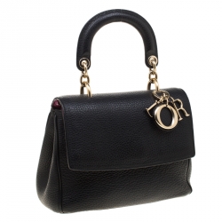 Pre Owned Dior Black Leather Mini Be Dior Top Handle Bag