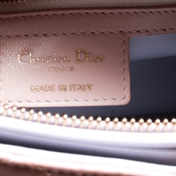Pre Owned Dior Peach Leather Large Lady Dior Top Handle Bag
