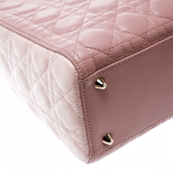Pre Owned Dior Peach Leather Large Lady Dior Top Handle Bag