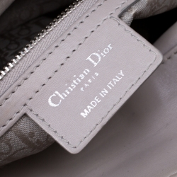Pre Owned Dior Grey Leather Large Lady Dior Top Handle Bag