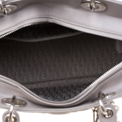 Pre Owned Dior Grey Leather Large Lady Dior Top Handle Bag
