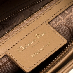 Pre Owned Dior Light Brown Leather Large Lady Dior Top Handle Bag