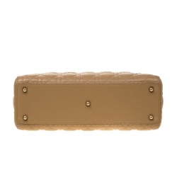 Pre Owned Dior Light Brown Leather Large Lady Dior Top Handle Bag