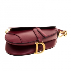 Pre Owned Christian Dior Burgundy Leather Saddle Bag