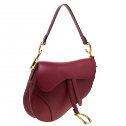 Pre Owned Christian Dior Burgundy Leather Saddle Bag