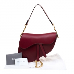 Pre Owned Christian Dior Burgundy Leather Saddle Bag
