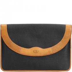مملوكة مسبقًا Dior Black Oblique Canvas Clutch Bag