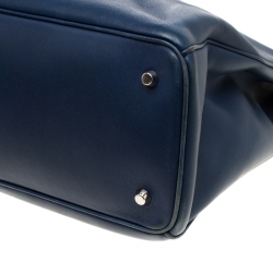 Pre Owned Dior Blue Leather Diorissimo Large Tote