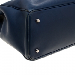 Pre Owned Dior Blue Leather Diorissimo Large Tote