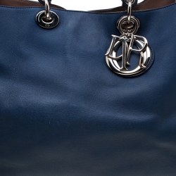 Pre Owned Dior Blue Leather Diorissimo Large Tote